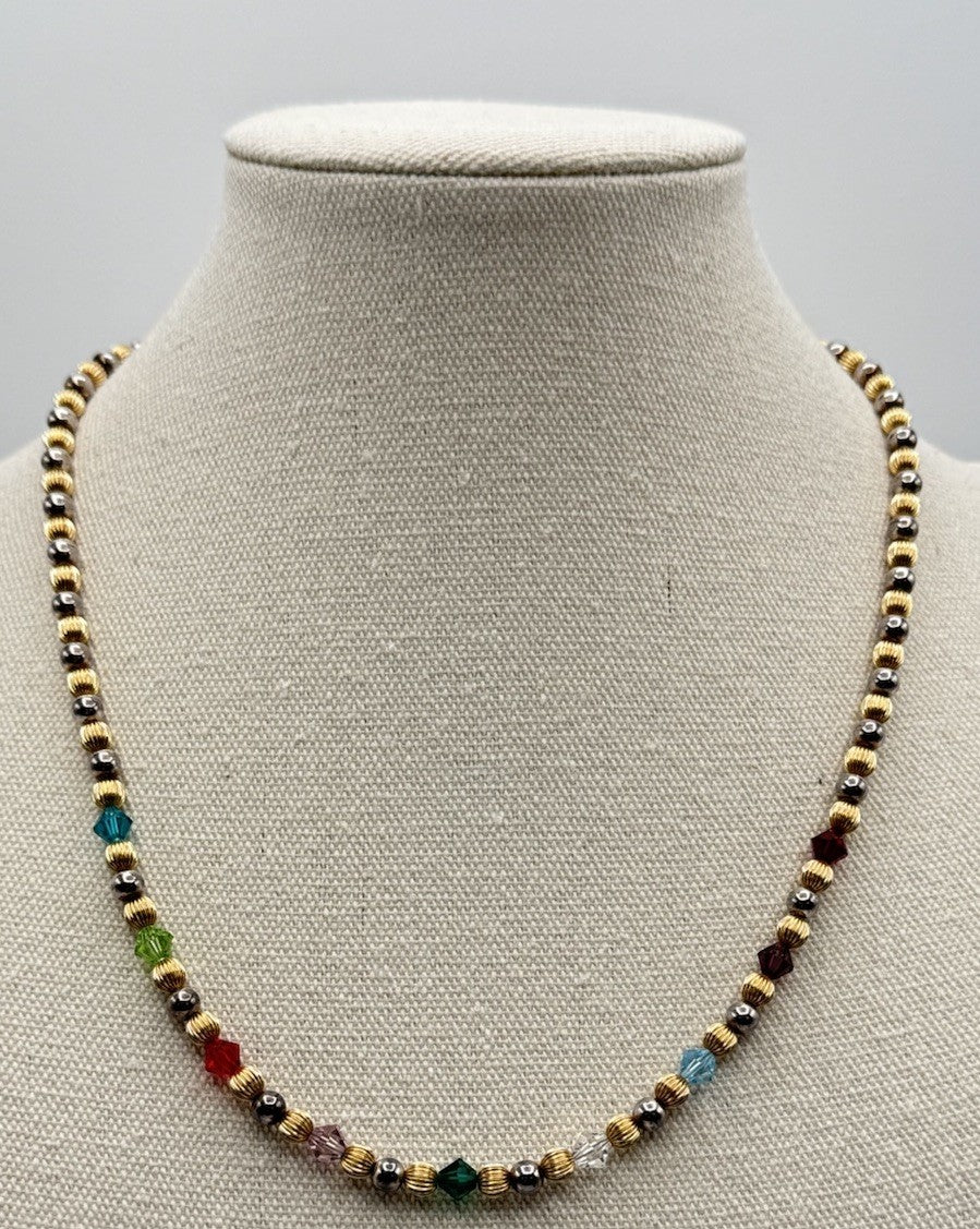 Vintage Beaded Single Strand Necklace Multi Media 20”