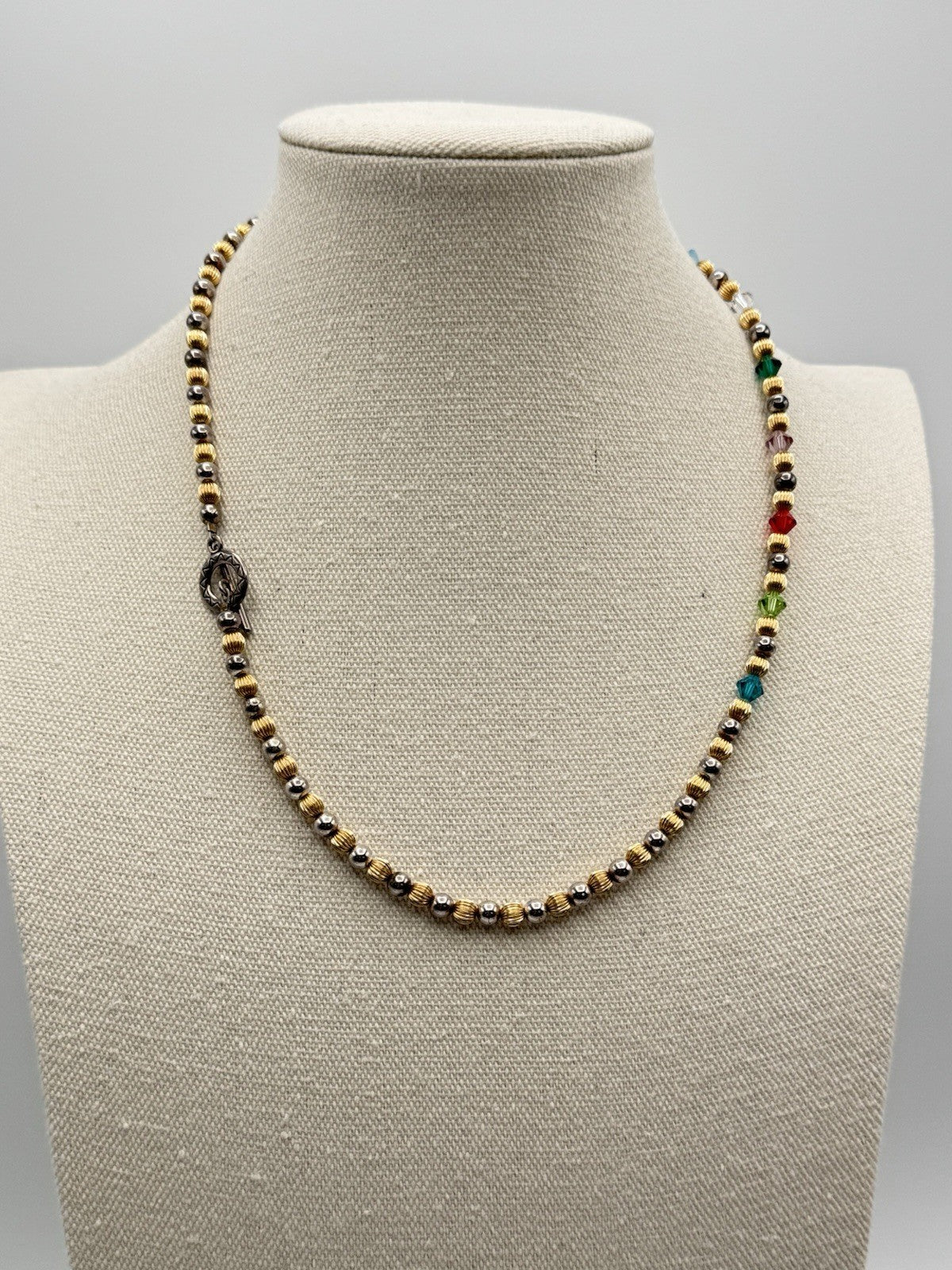 Vintage Beaded Single Strand Necklace Multi Media 20”