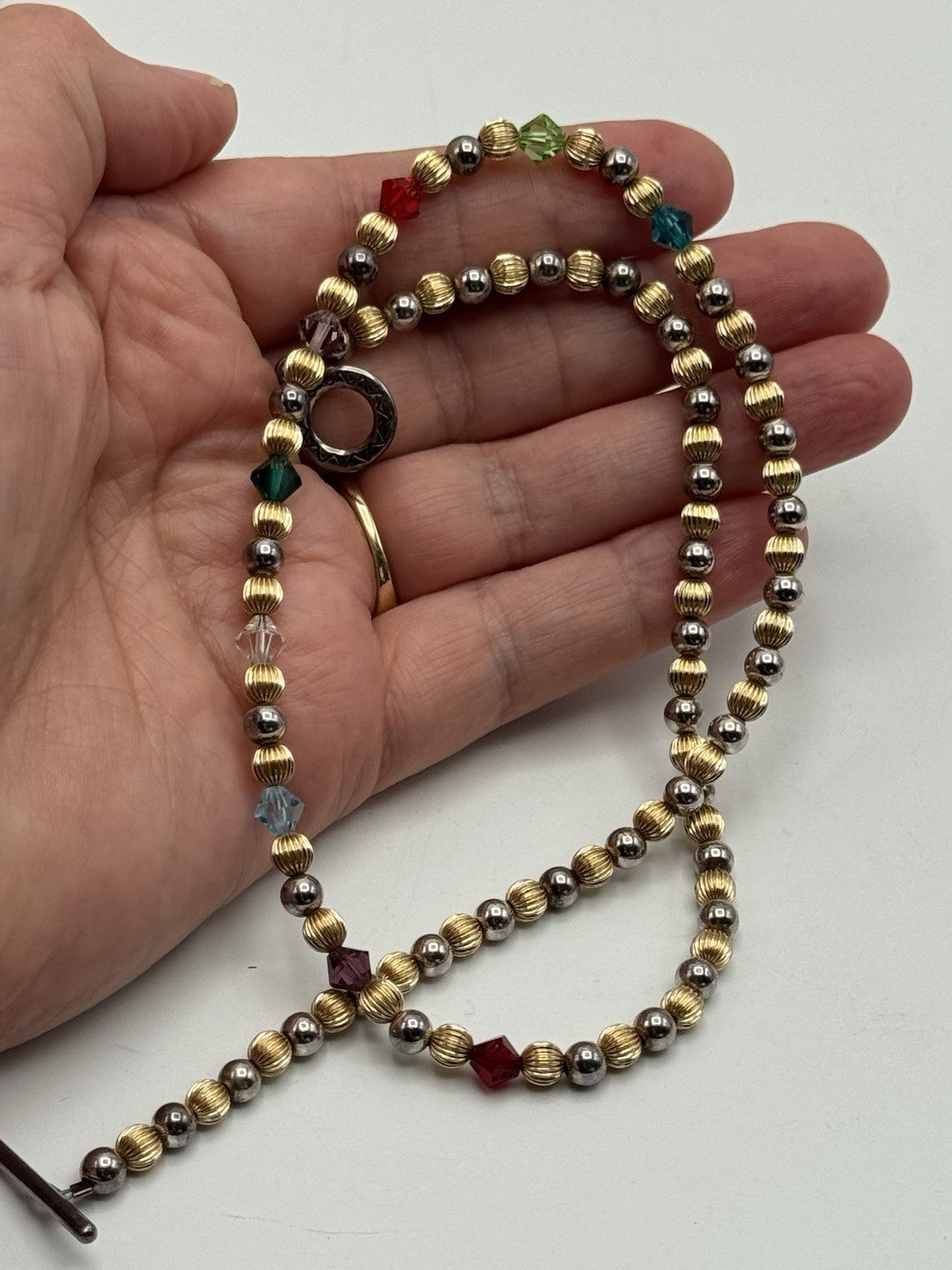 Vintage Beaded Single Strand Necklace Multi Media 20”