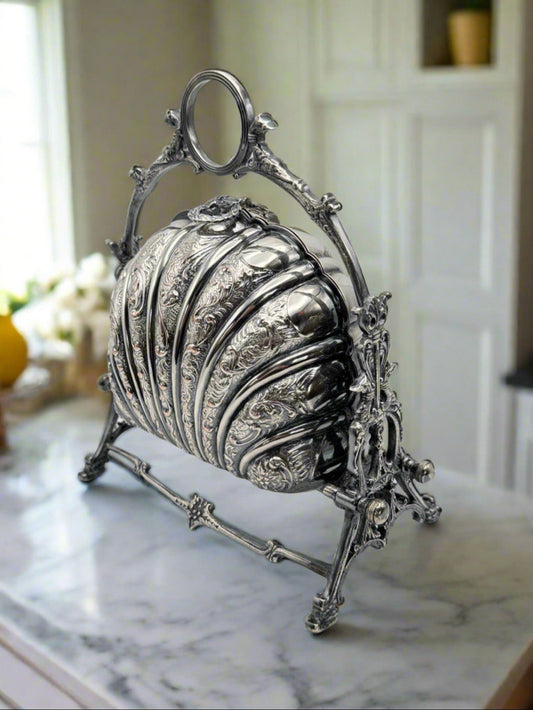 Sheffield Silverplate Double Shell Biscuit Box Victorian STYLE Reproduction