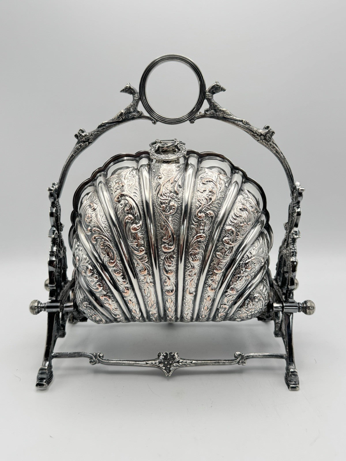 Sheffield Silverplate Double Shell Biscuit Box Victorian STYLE Reproduction