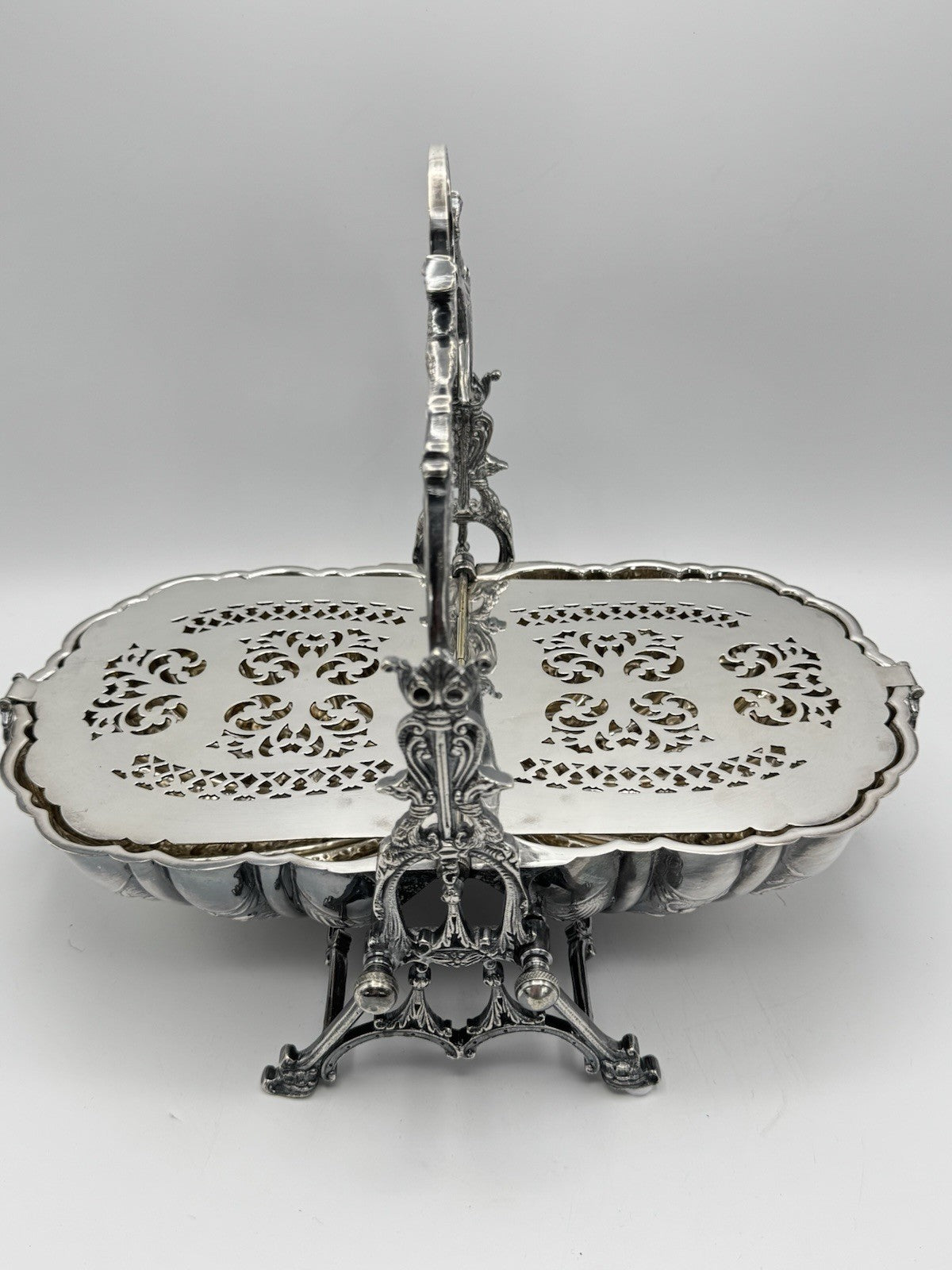 Sheffield Silverplate Double Shell Biscuit Box Victorian STYLE Reproduction