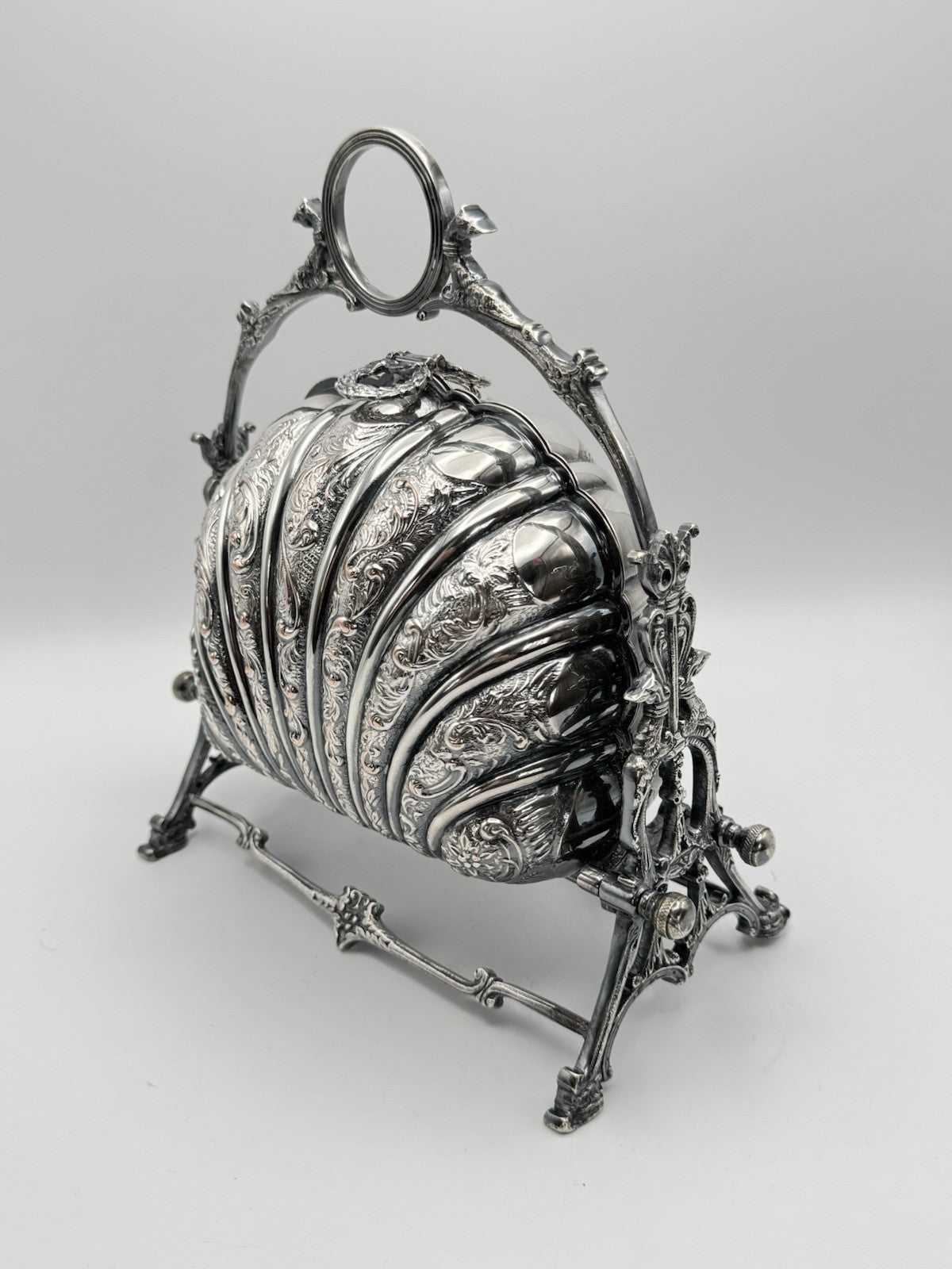 Sheffield Silverplate Double Shell Biscuit Box Victorian STYLE Reproduction