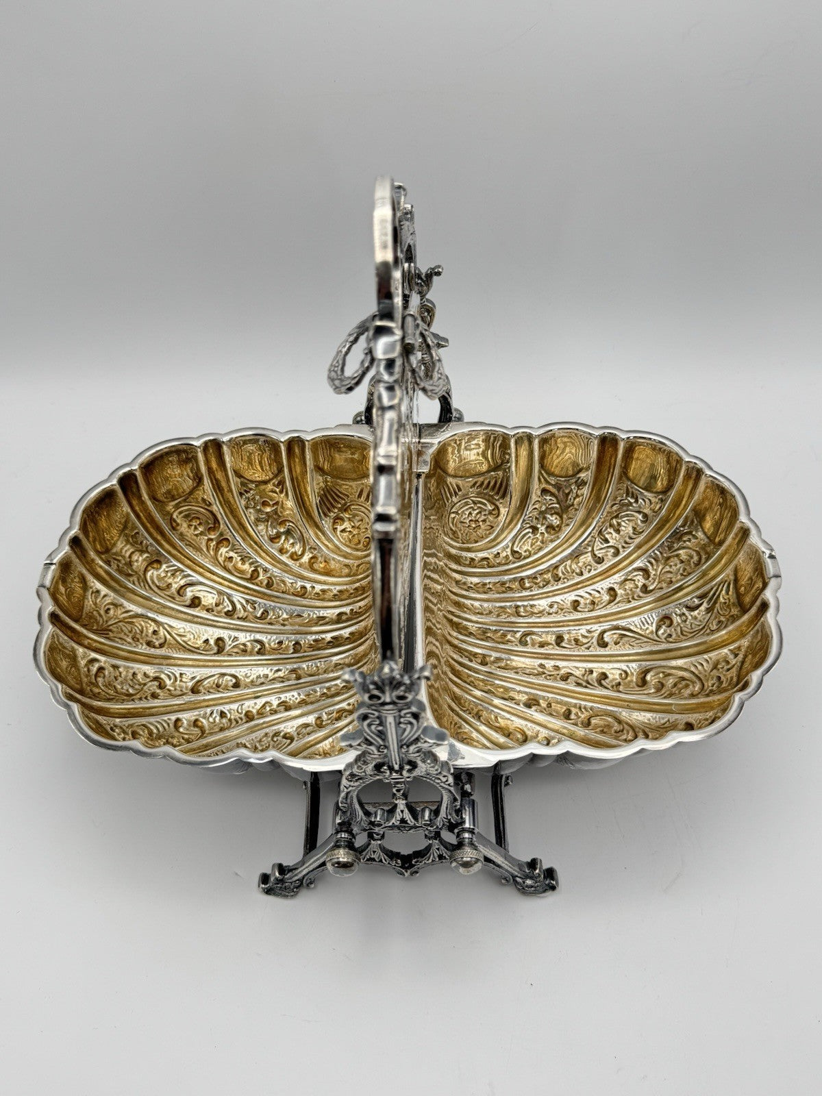 Sheffield Silverplate Double Shell Biscuit Box Victorian STYLE Reproduction