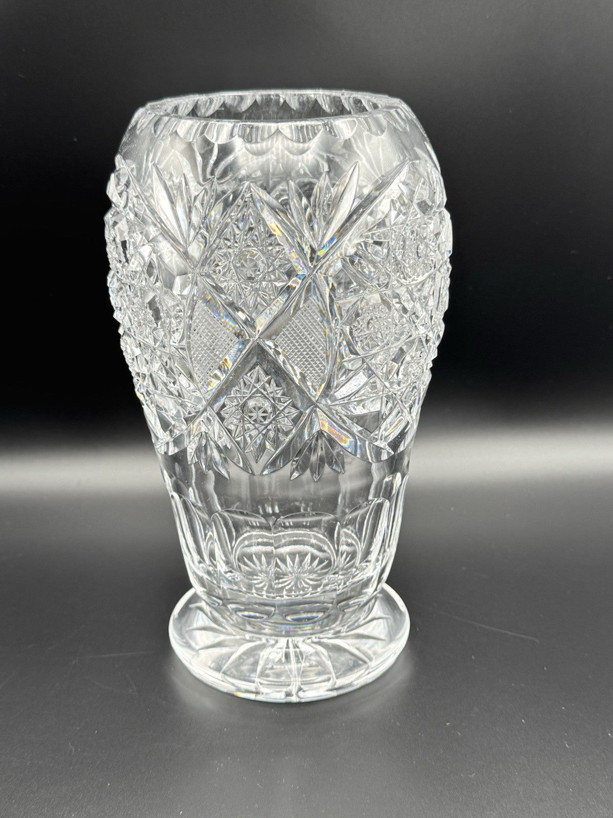 Stunning  Crystal Vase Circa 9.25”h SUBSTANIAL Piece ESTATE FIND