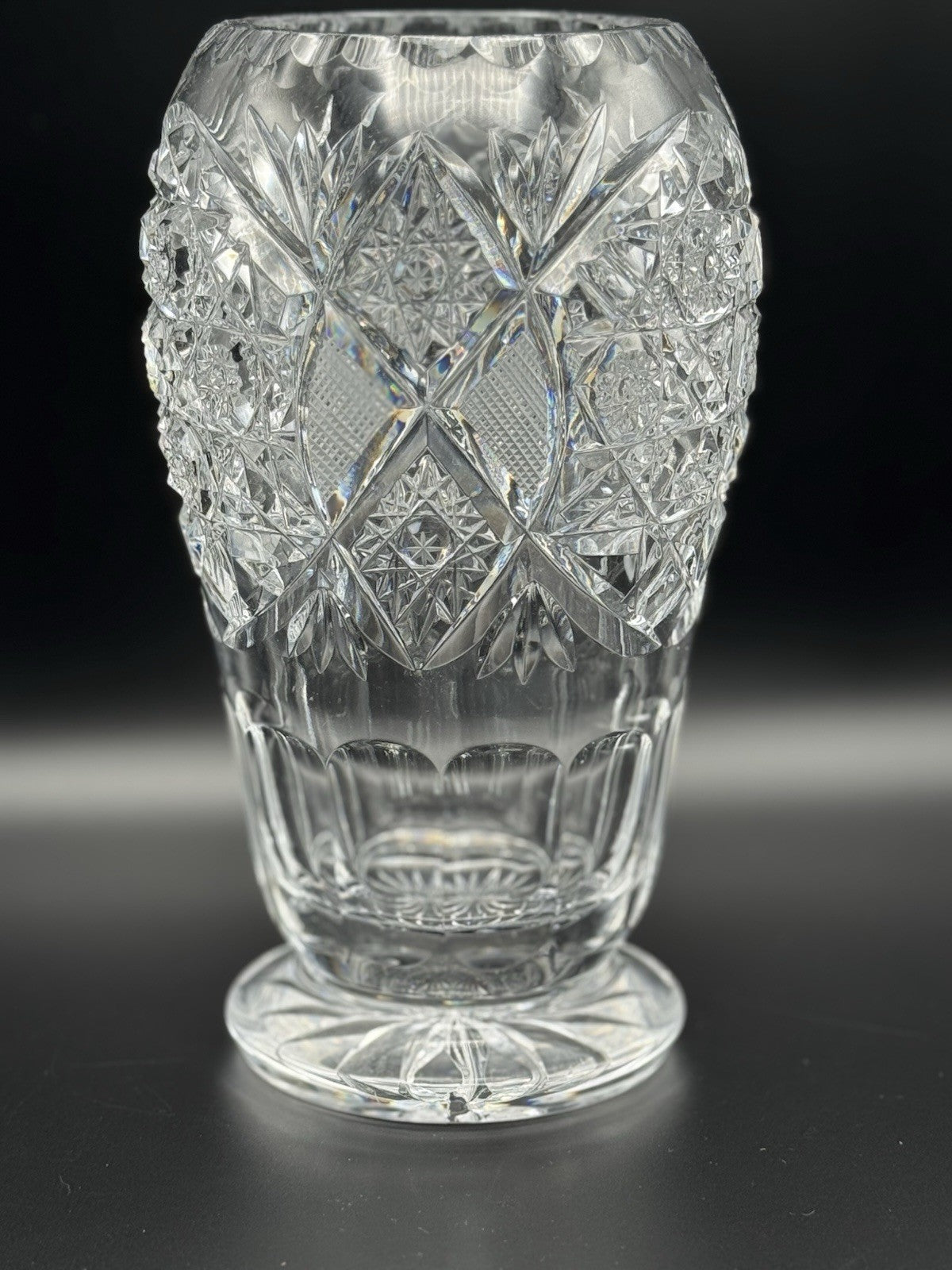Stunning  Crystal Vase Circa 9.25”h SUBSTANIAL Piece ESTATE FIND