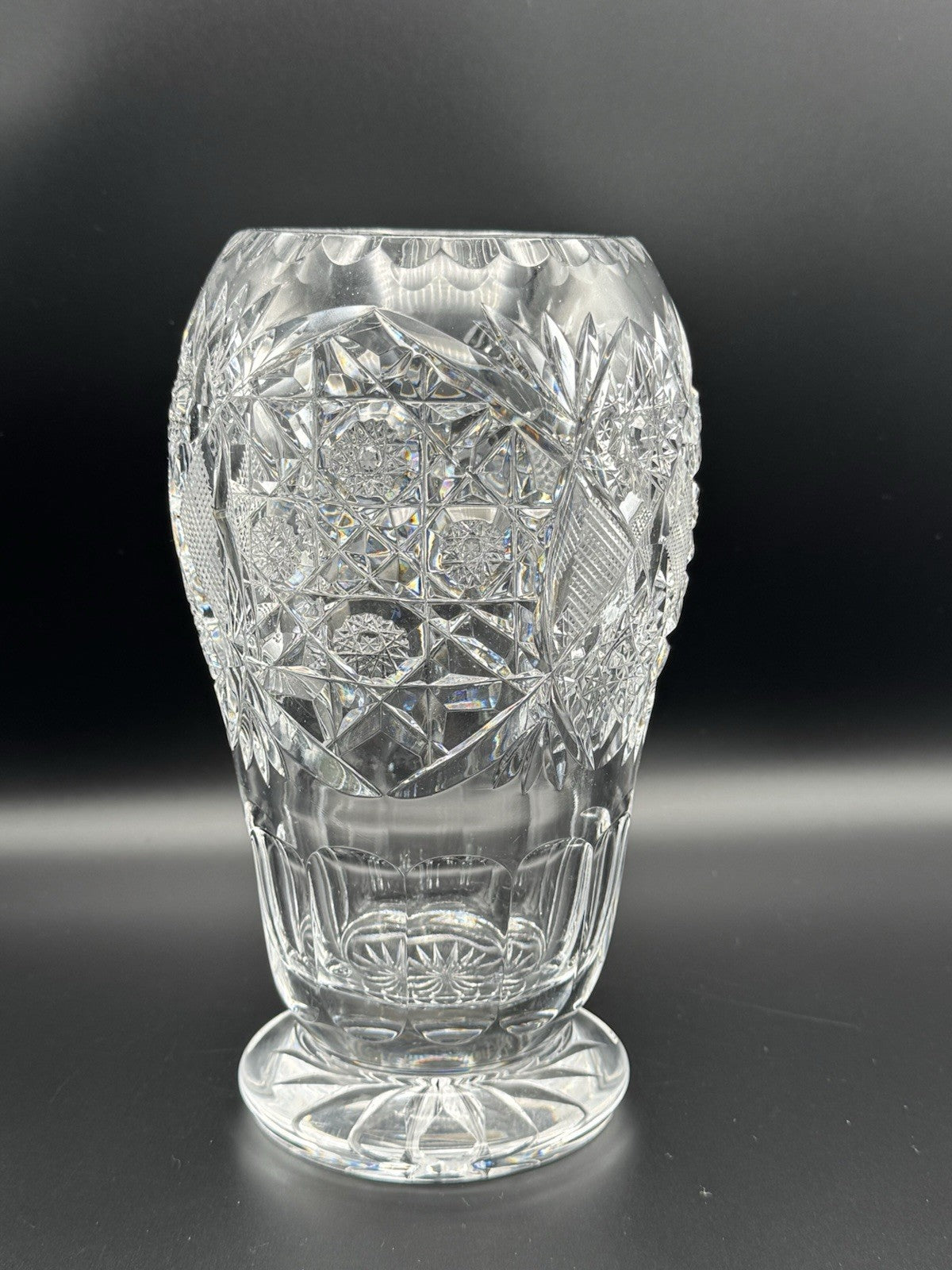 Stunning  Crystal Vase Circa 9.25”h SUBSTANIAL Piece ESTATE FIND
