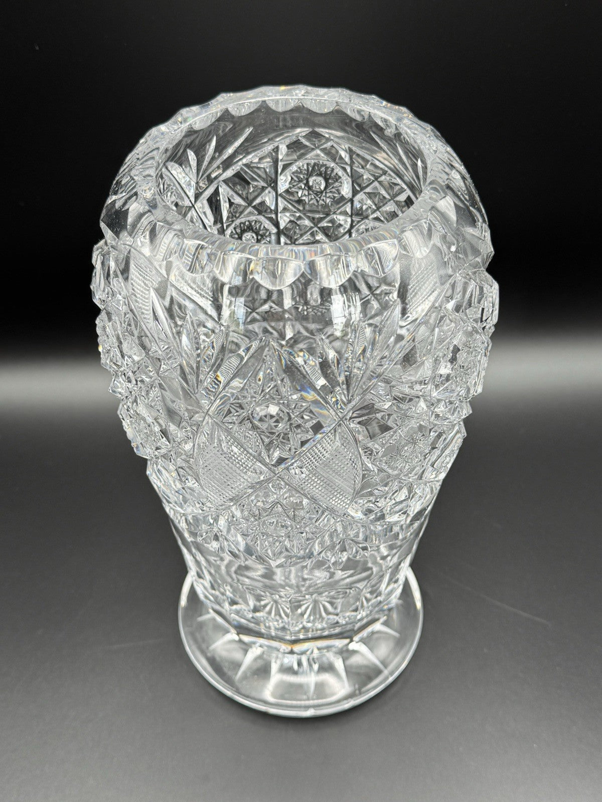 Stunning  Crystal Vase Circa 9.25”h SUBSTANIAL Piece ESTATE FIND