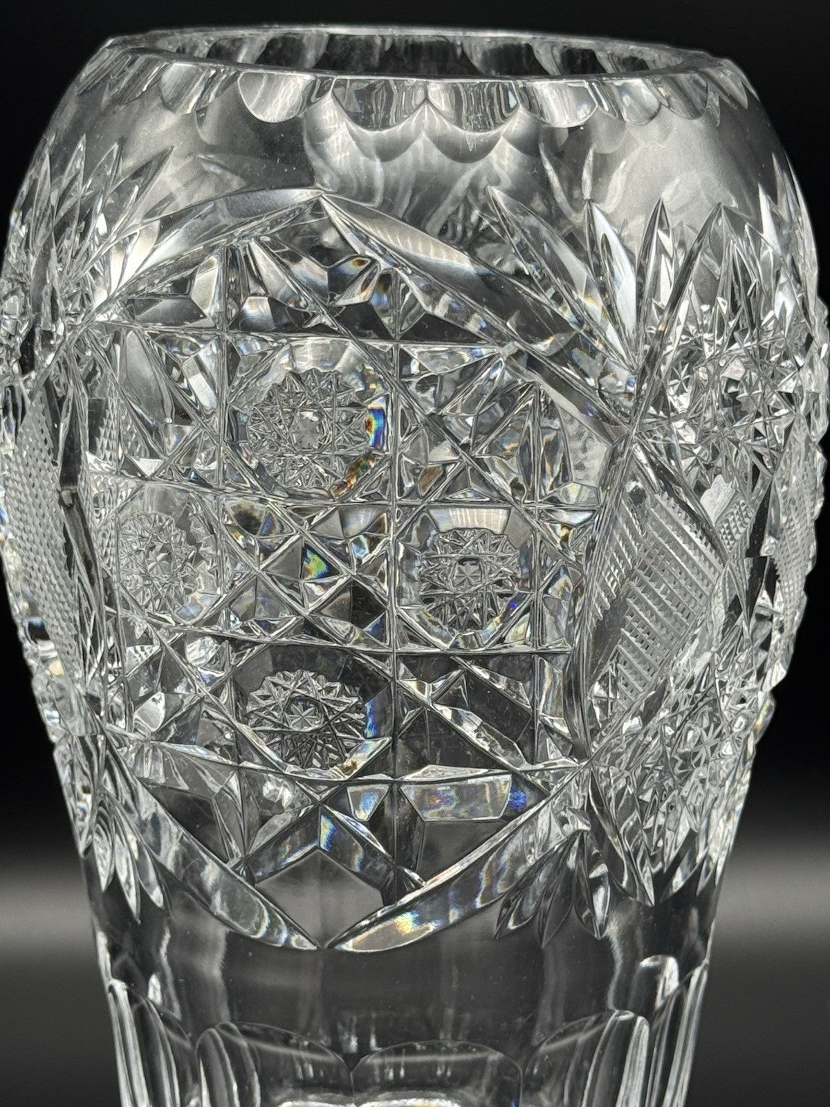 Stunning  Crystal Vase Circa 9.25”h SUBSTANIAL Piece ESTATE FIND
