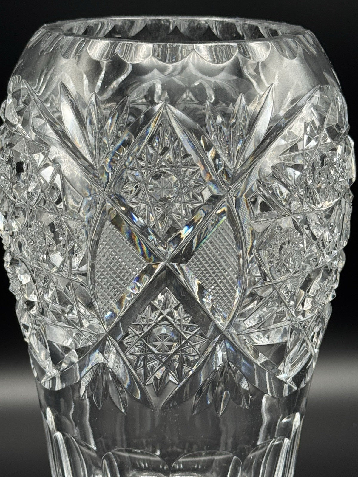 Stunning  Crystal Vase Circa 9.25”h SUBSTANIAL Piece ESTATE FIND