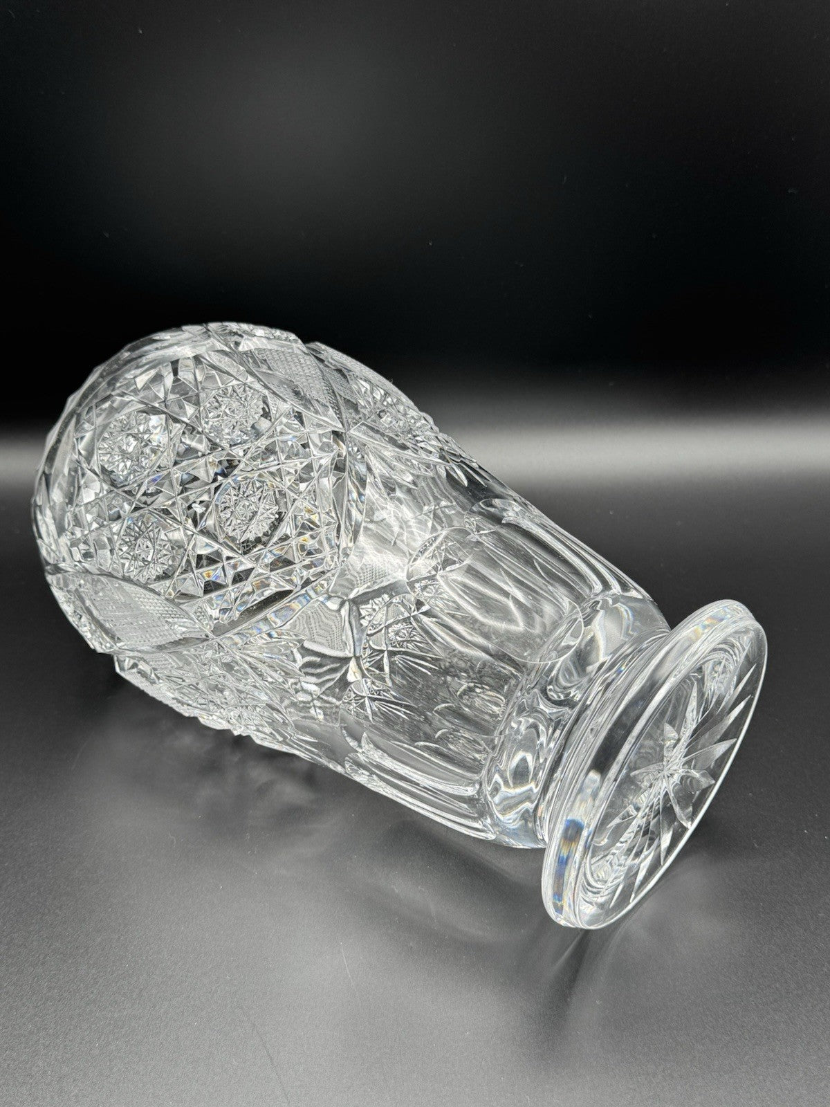 Stunning  Crystal Vase Circa 9.25”h SUBSTANIAL Piece ESTATE FIND