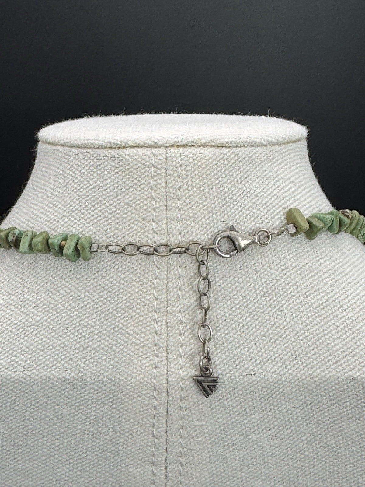 Vintage SILPADA Hammered Silver Pendant Green & Broen Beads ESTATE FIND Ca.20”