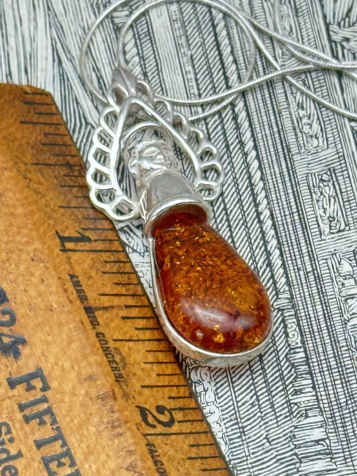 Vintage 925 Sterling Angel Pendant Snake Chain 925 Silver Made In Italy