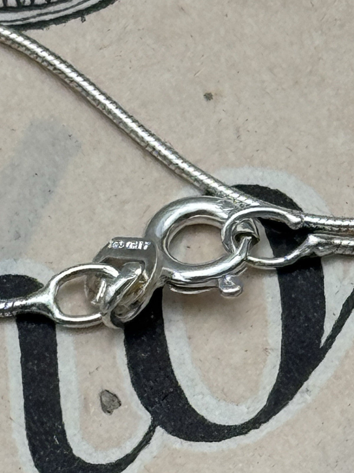 Vintage 925 Sterling Angel Pendant Snake Chain 925 Silver Made In Italy