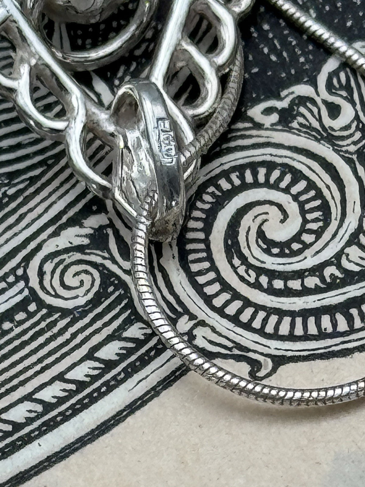 Vintage 925 Sterling Angel Pendant Snake Chain 925 Silver Made In Italy