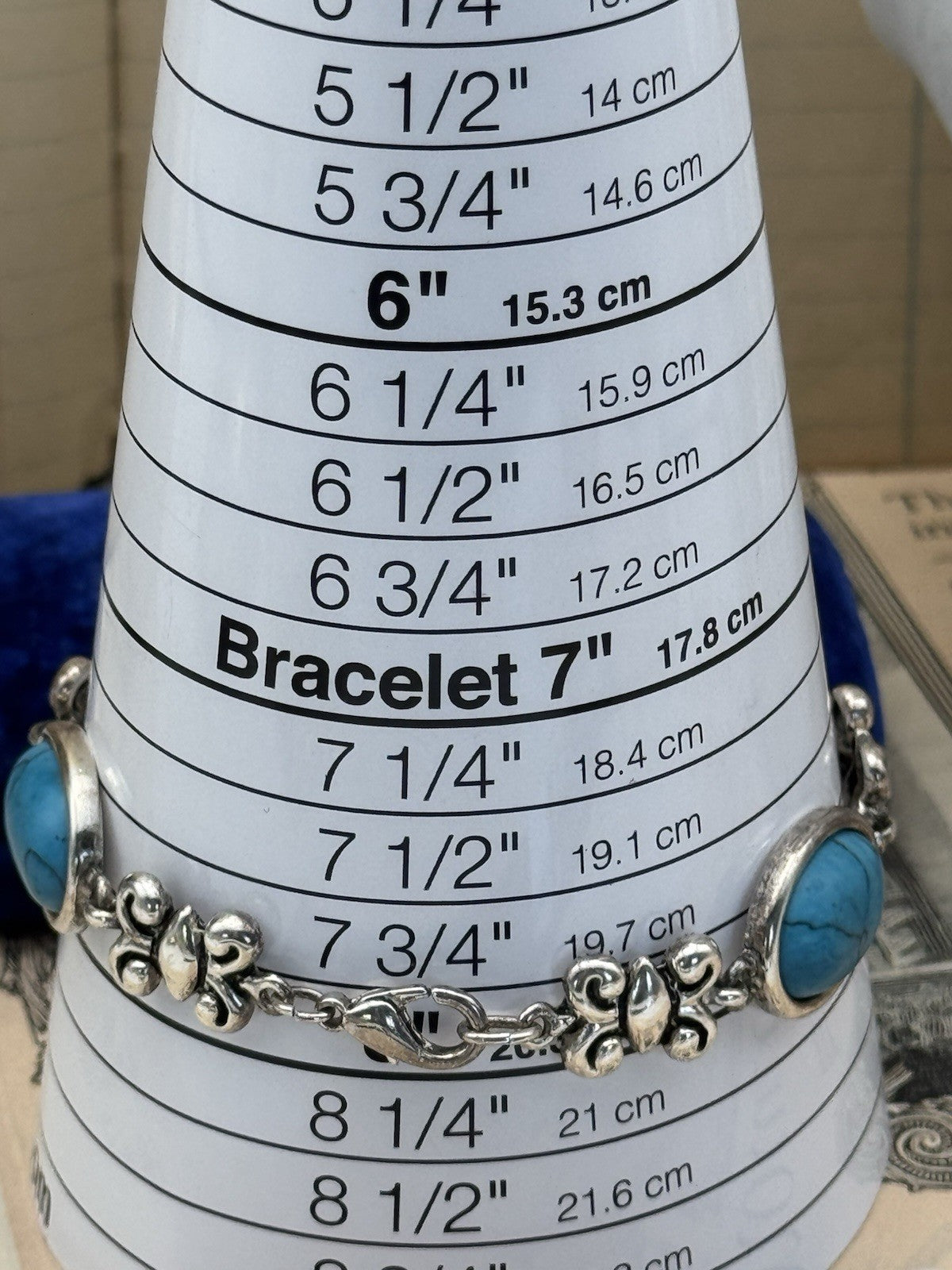 Vintage Silvertone Faux Turquoise Bracelet 7.75” ESTATE FIND