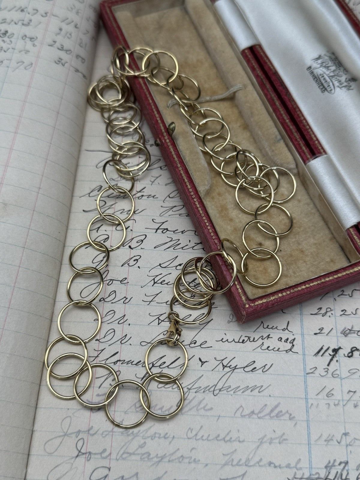 CANADA Signed STERLING SILVER GOLD PLATED CIRCLES NECKLACE 20”