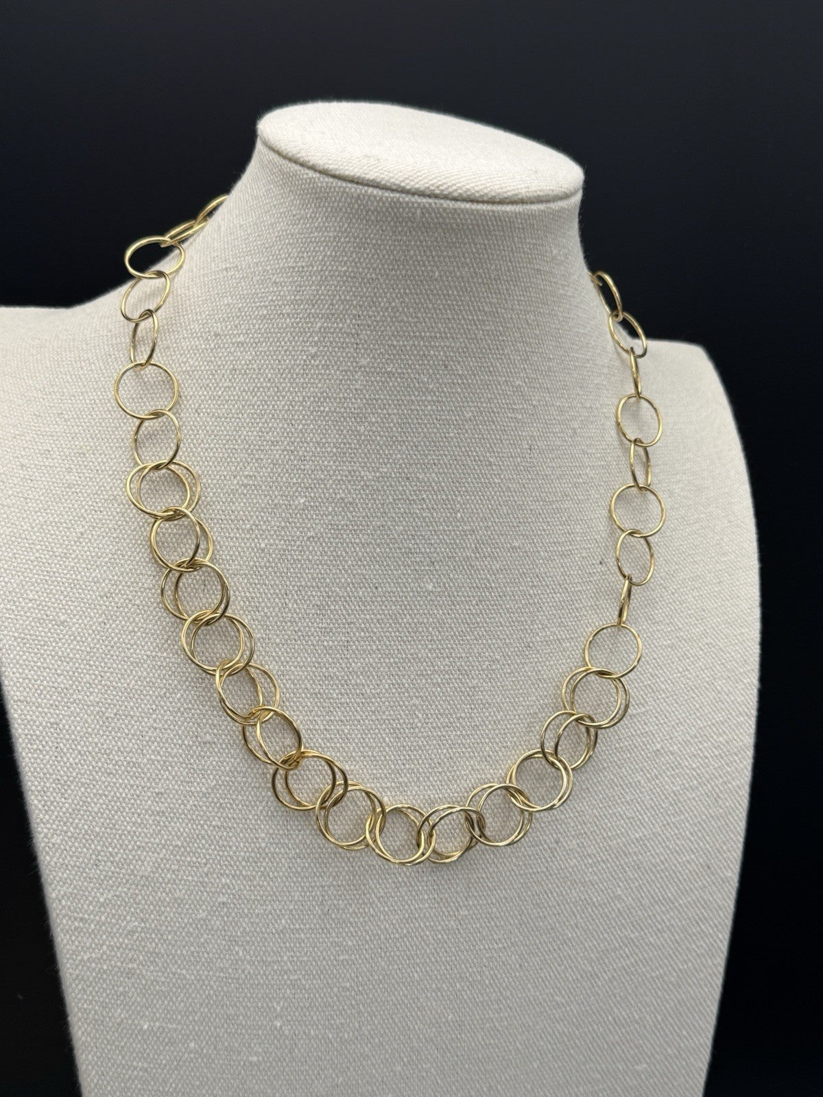 CANADA Signed STERLING SILVER GOLD PLATED CIRCLES NECKLACE 20”