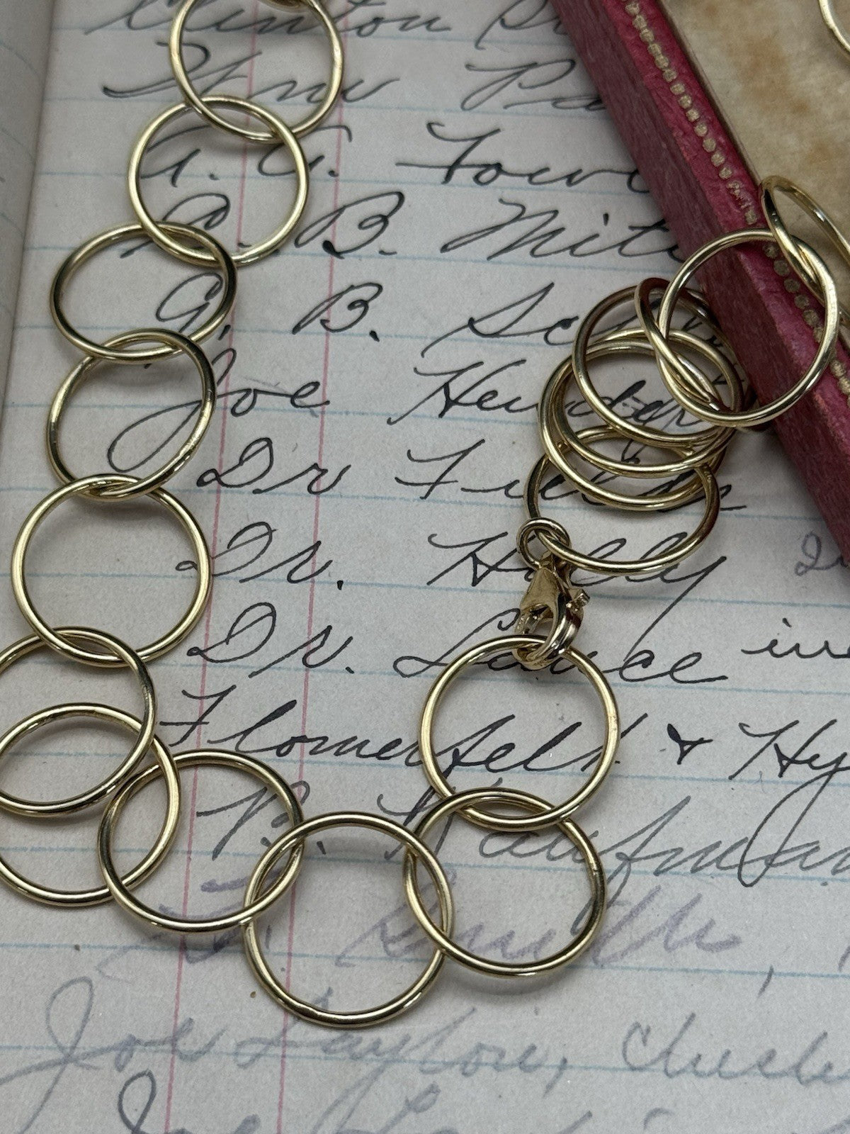 CANADA Signed STERLING SILVER GOLD PLATED CIRCLES NECKLACE 20”