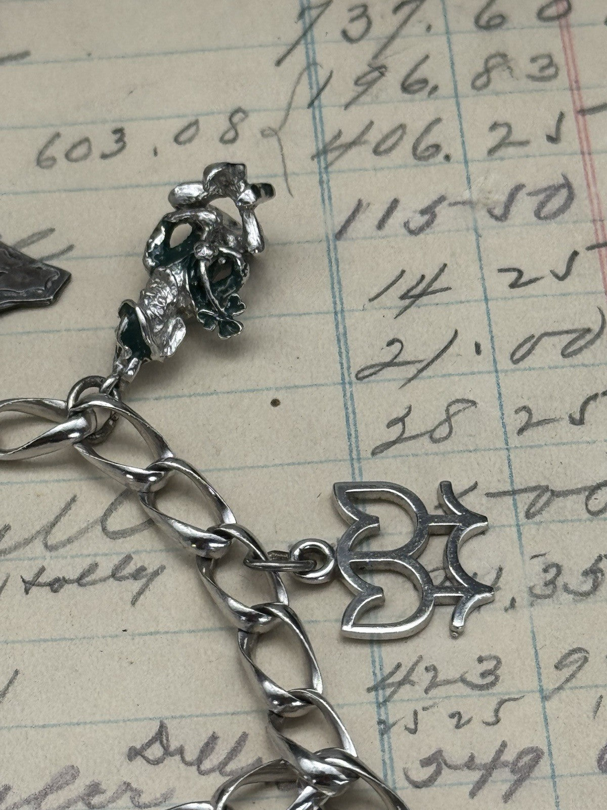 Vintage STERLING Silver Charm Bracelet St. Maarten ESTATE FIND 7.5”