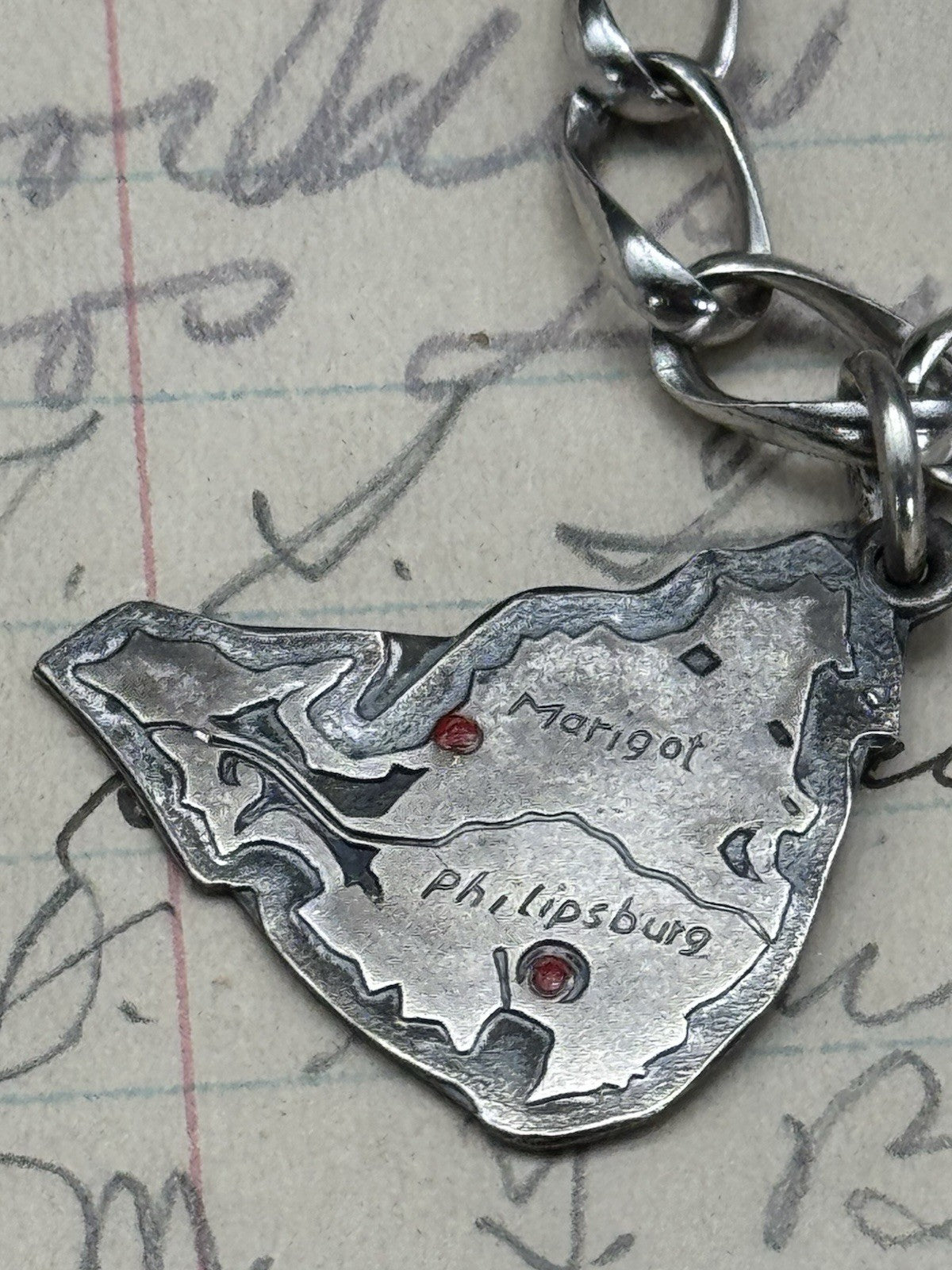 Vintage STERLING Silver Charm Bracelet St. Maarten ESTATE FIND 7.5”