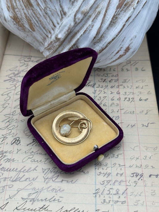 Vintage Goldtone Circle Brooch ESTATE FIND
