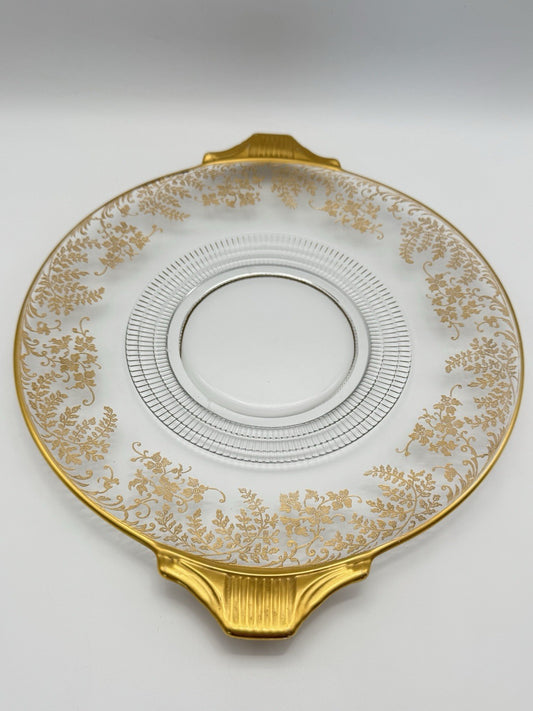 Vintage Handled Cake Plate Glastonbury LOTUS Ca 12” RARE