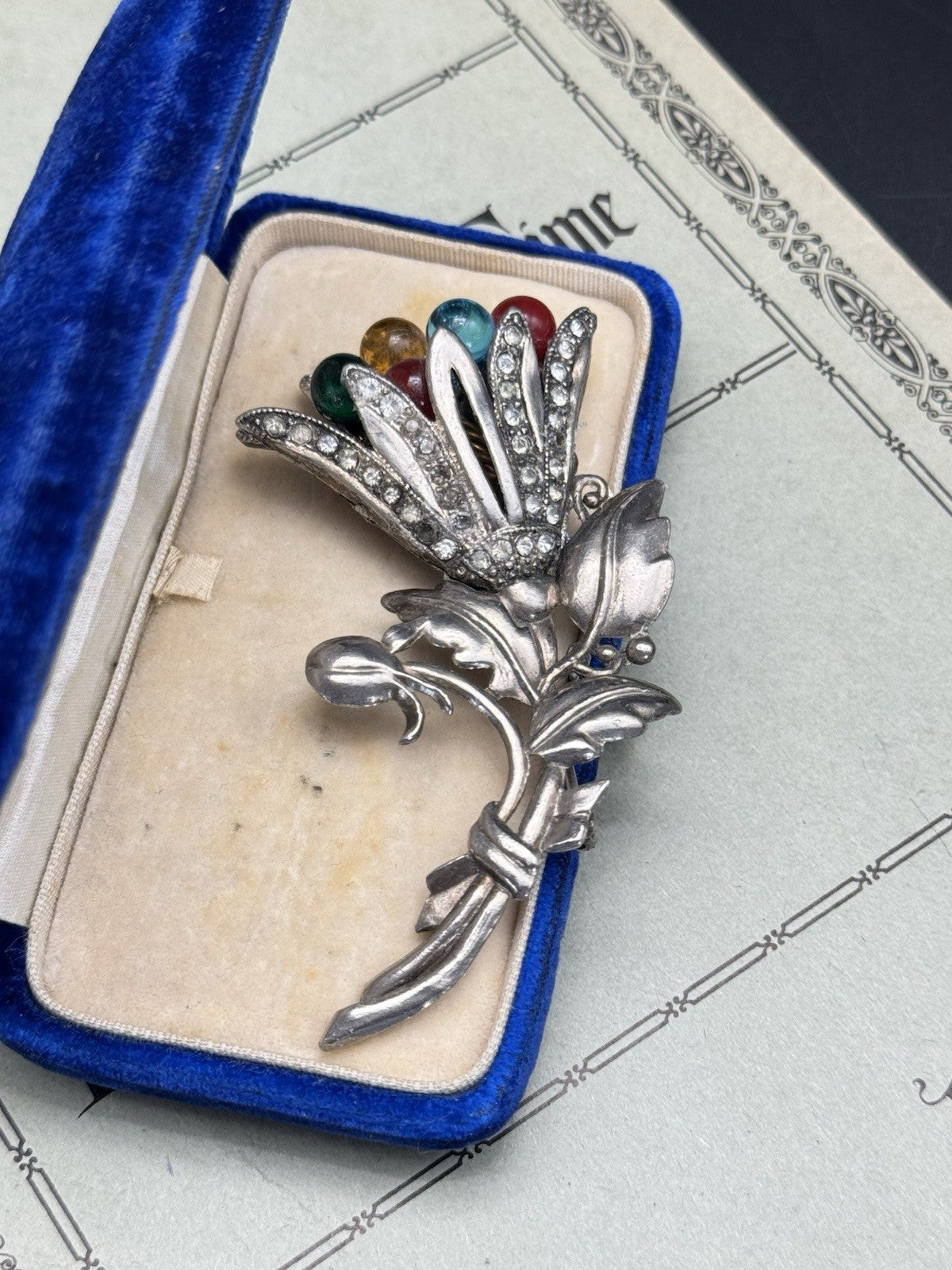 Vintage ART DECO Silvertone Flower Brooch AS IS‼️