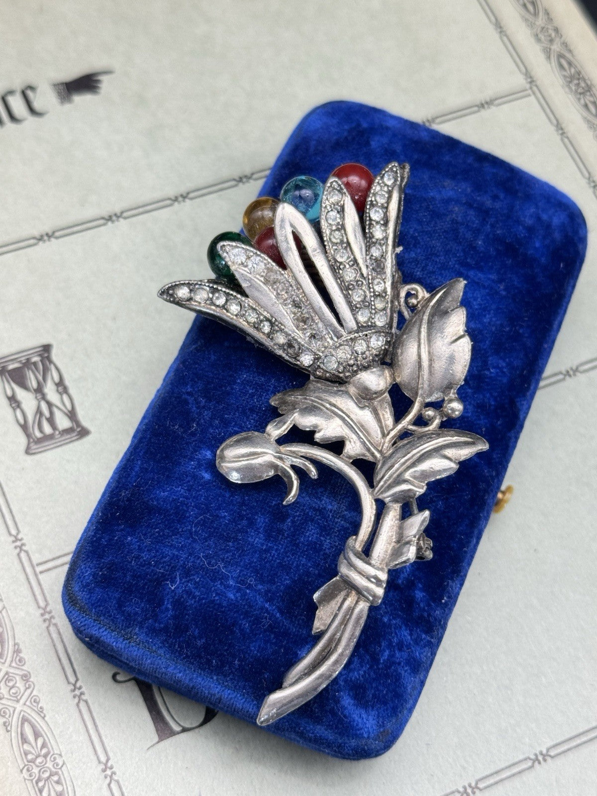Vintage ART DECO Silvertone Flower Brooch AS IS‼️