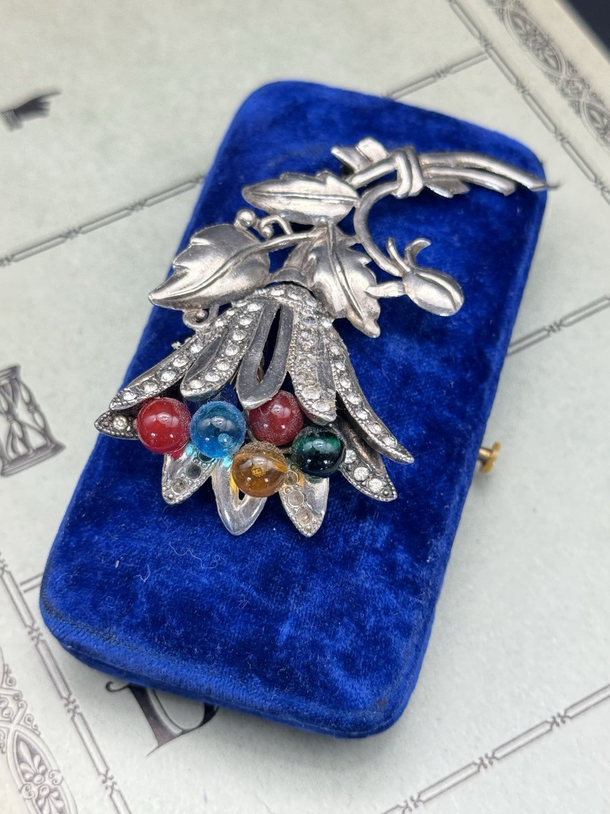 Vintage ART DECO Silvertone Flower Brooch AS IS‼️