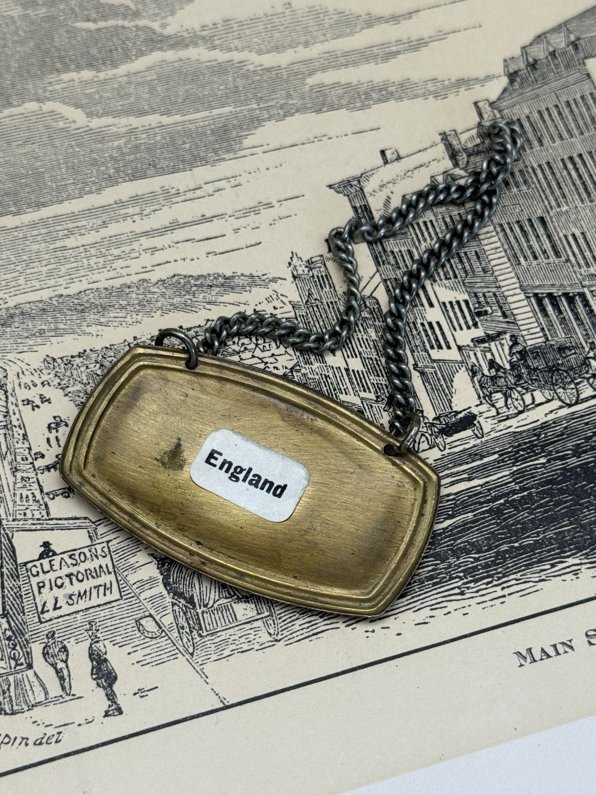 Vintage Brass Bottle TAG “GIN” Signed England