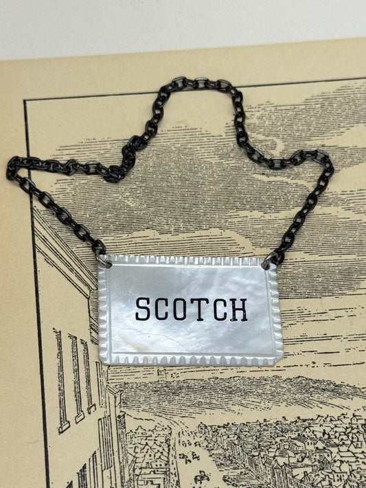 Vintage Barware Bottle Tag Mother Of Pearl “SCOTCH” Chipped