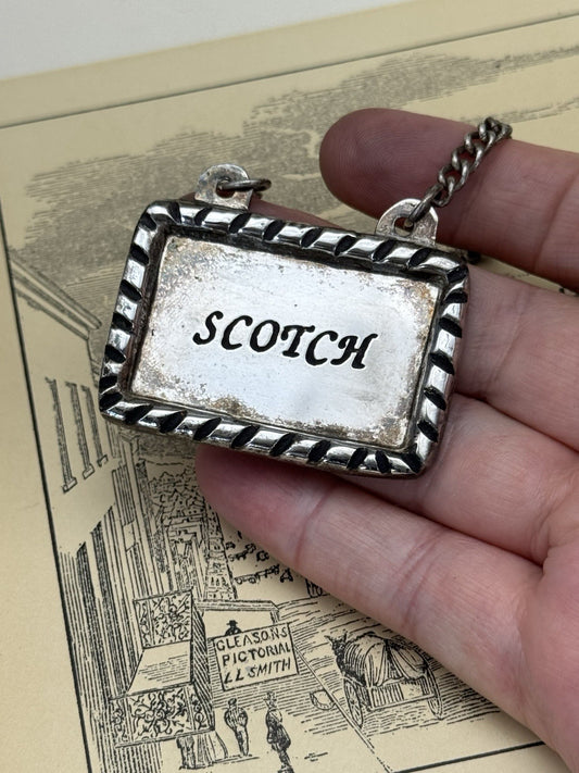 Vintage Silverplate Barware Bottle Tag Holder “Scotch”