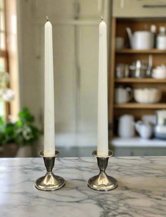 Small Silverplate Candlestick Pair Ca.2.5”h ESTATE FIND