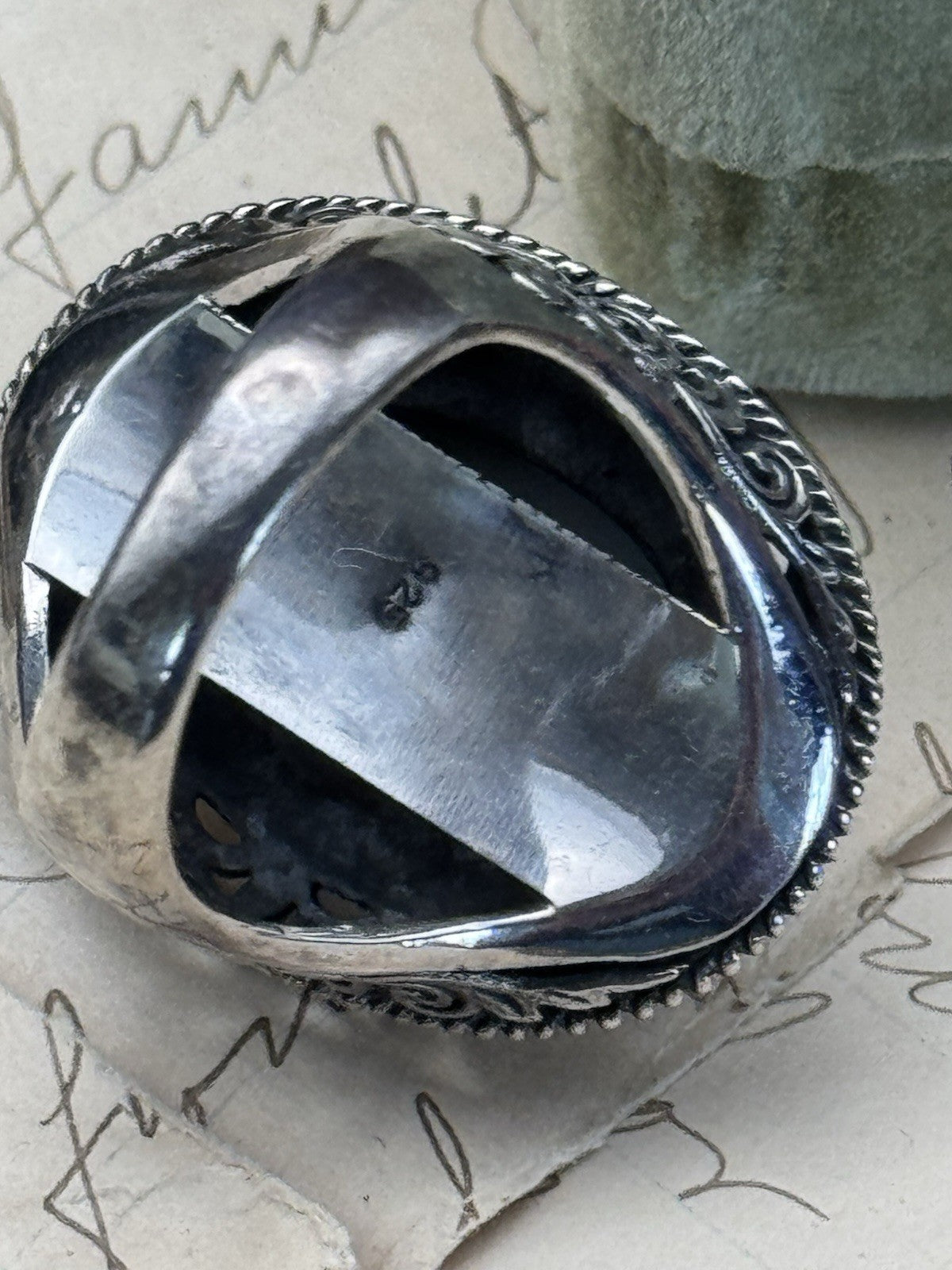 Vintage Sterling Golden Drusy Statement Ring Sz 7.5 ESTATE FIND