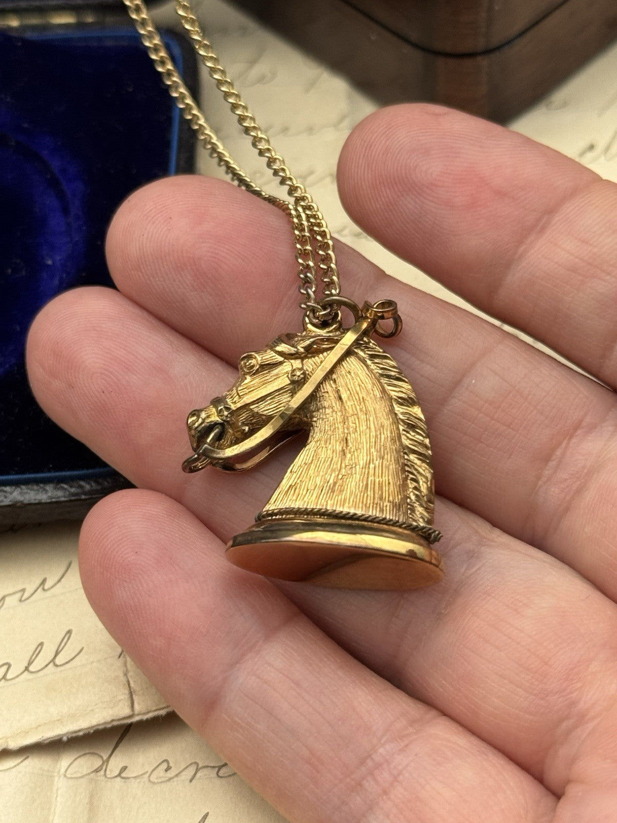 Antique Victorian Style Gold-Filled Articulated Horse Fob on 18” Chain No Mono