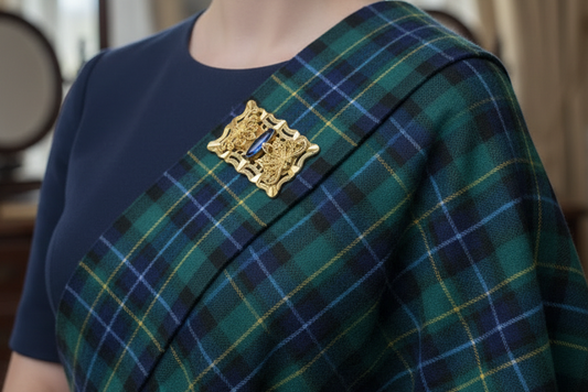 ANTIQUE Gilt Filigree Sash Brooch Large Blue Clear Paste Buckle ESTATE FIND