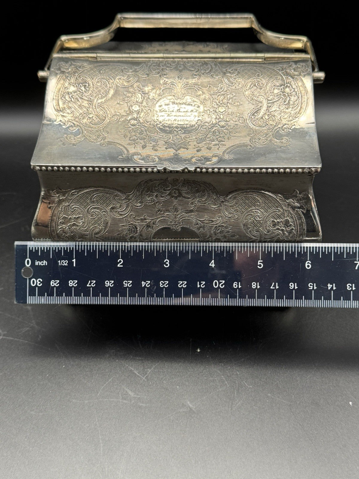 Antique Sheffield Silver Plate Double Biscuit Box – 1889 Marriage Presentation