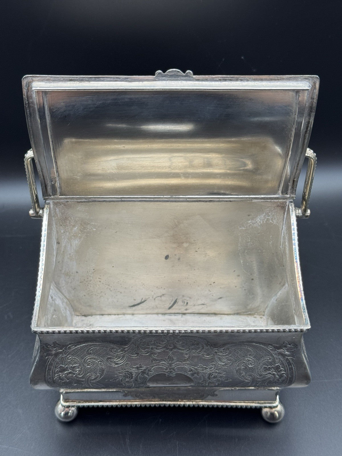 Antique Sheffield Silver Plate Double Biscuit Box – 1889 Marriage Presentation
