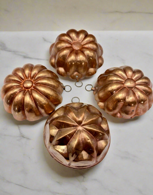 Set of 4 Vintage Copper Wall Molds 4”d ESTATE FIND