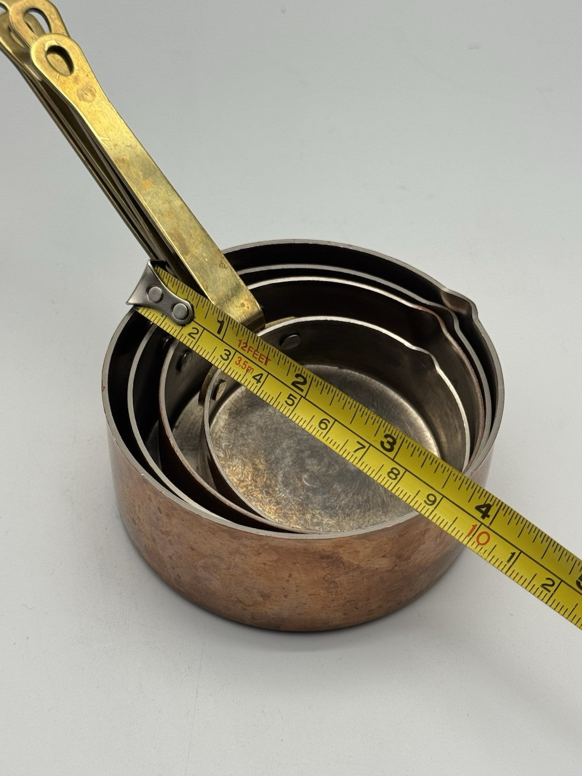 French Style Copper Brass Measuring Cup Set 1/4 1/2 3/4 1 Cup Set DECOR