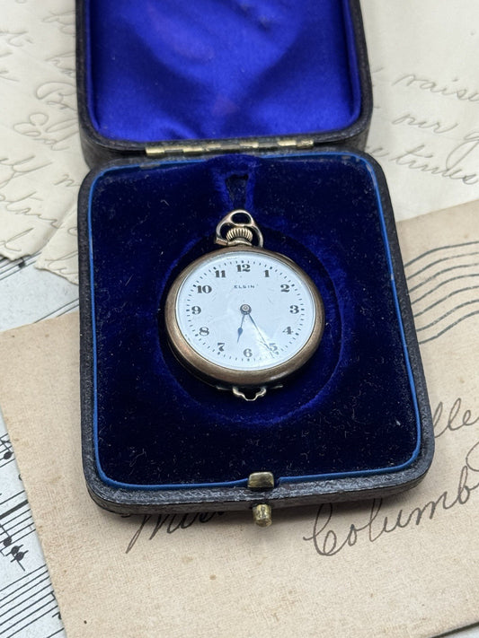 Antique Gold-Filled Pocket Watch Elgin 1”d Monogrammed NOT RUNNING‼️