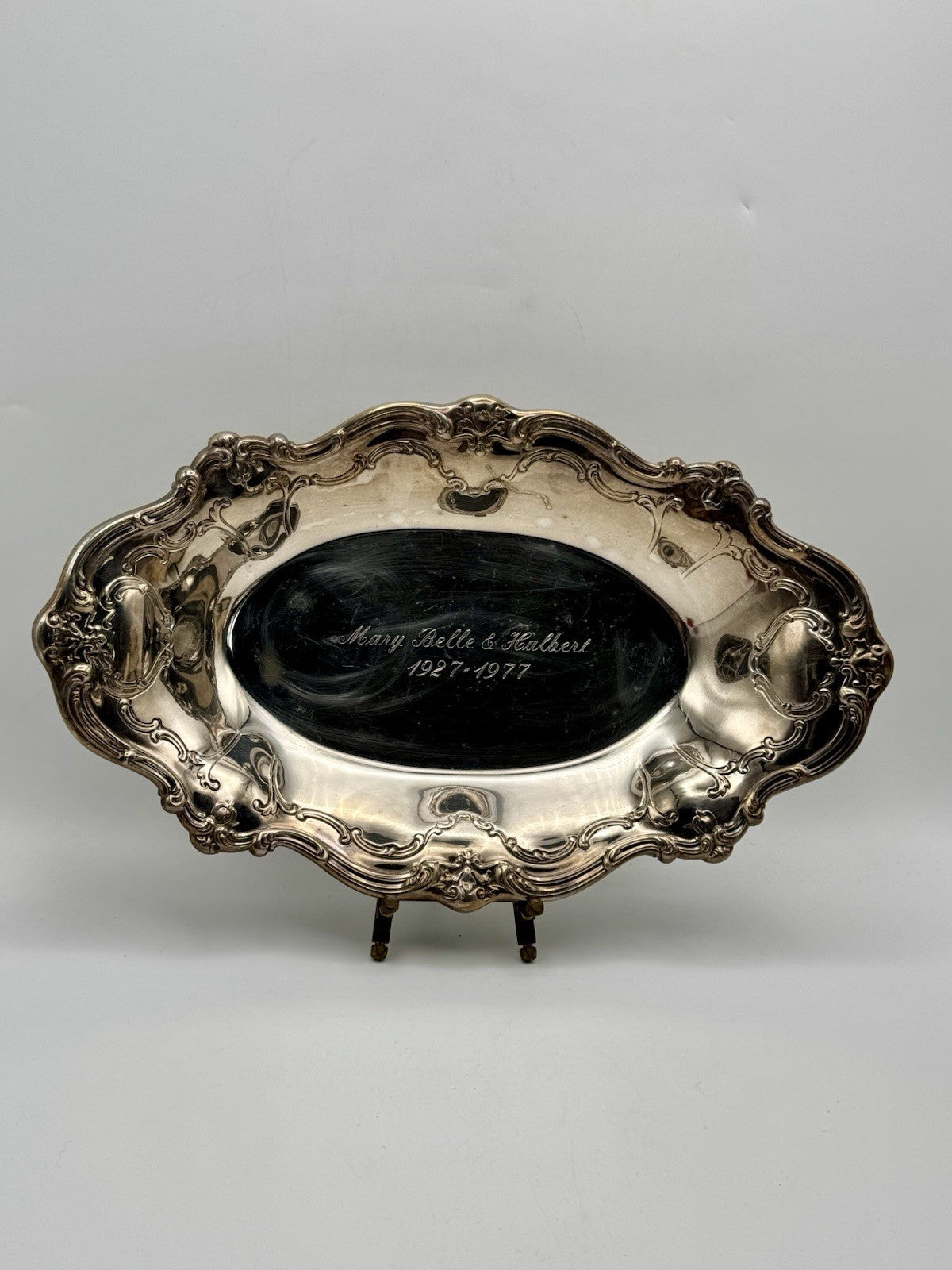 Vintage Silverplate Bread Bowl Engraved ESTATE FIND 50th Wedding Anniversary