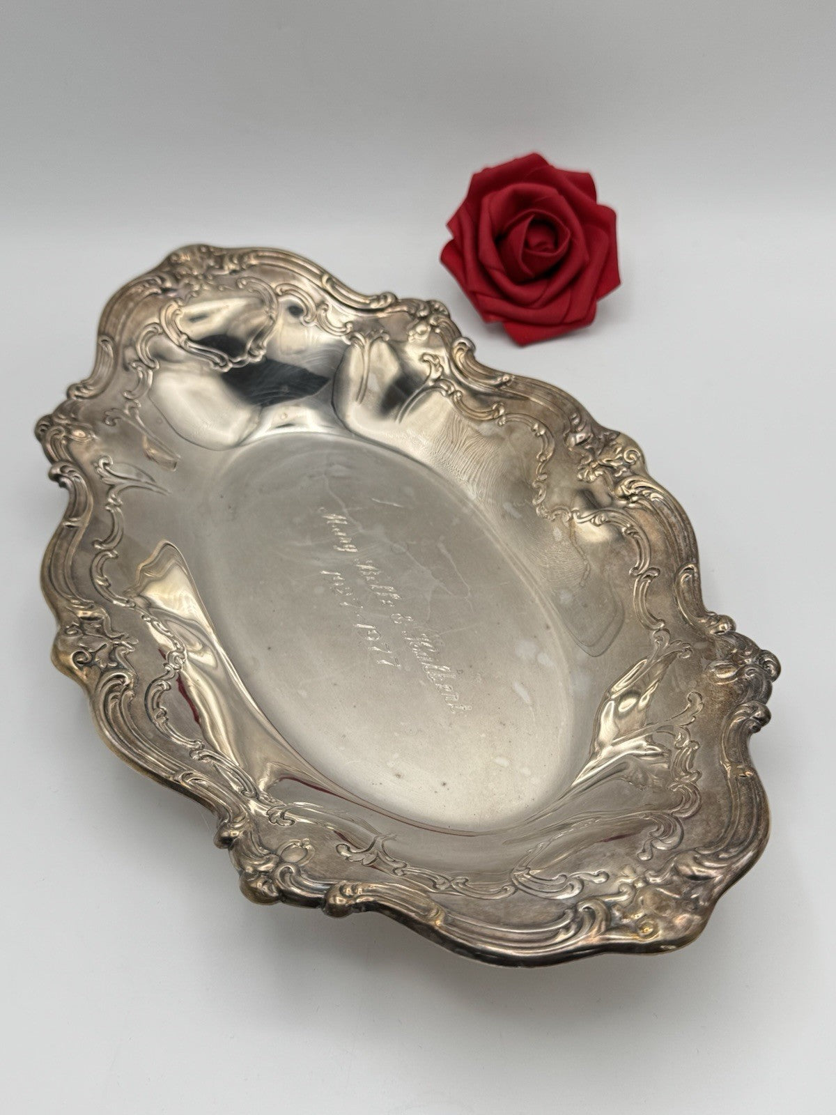 Vintage Silverplate Bread Bowl Engraved ESTATE FIND 50th Wedding Anniversary