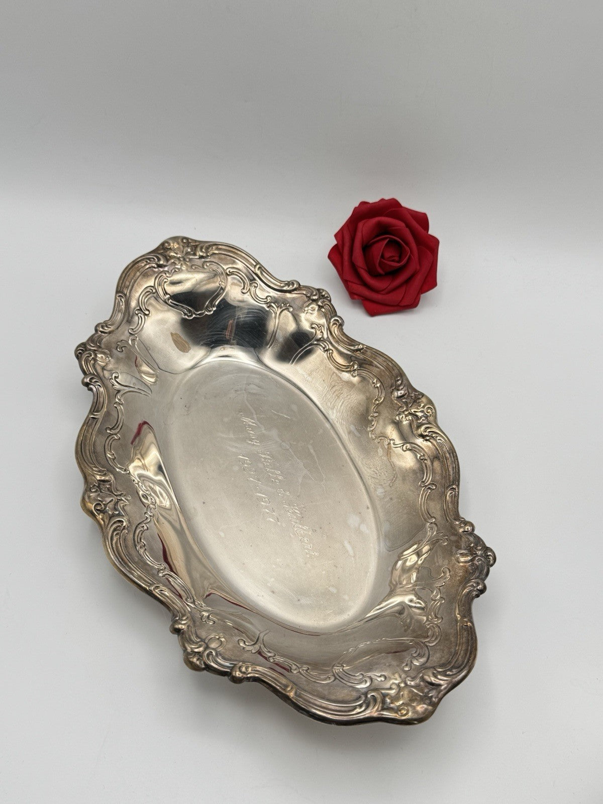 Vintage Silverplate Bread Bowl Engraved ESTATE FIND 50th Wedding Anniversary