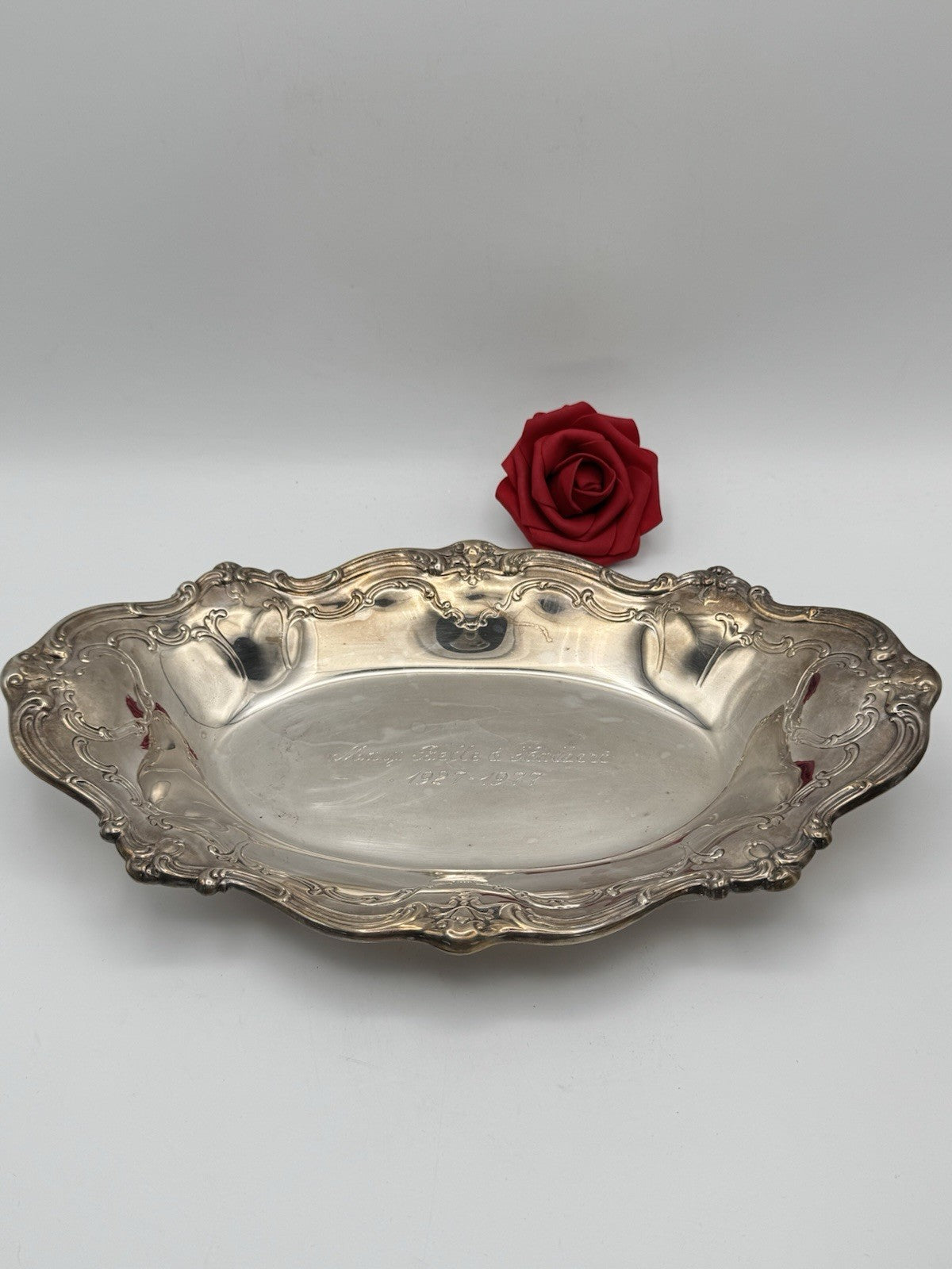 Vintage Silverplate Bread Bowl Engraved ESTATE FIND 50th Wedding Anniversary