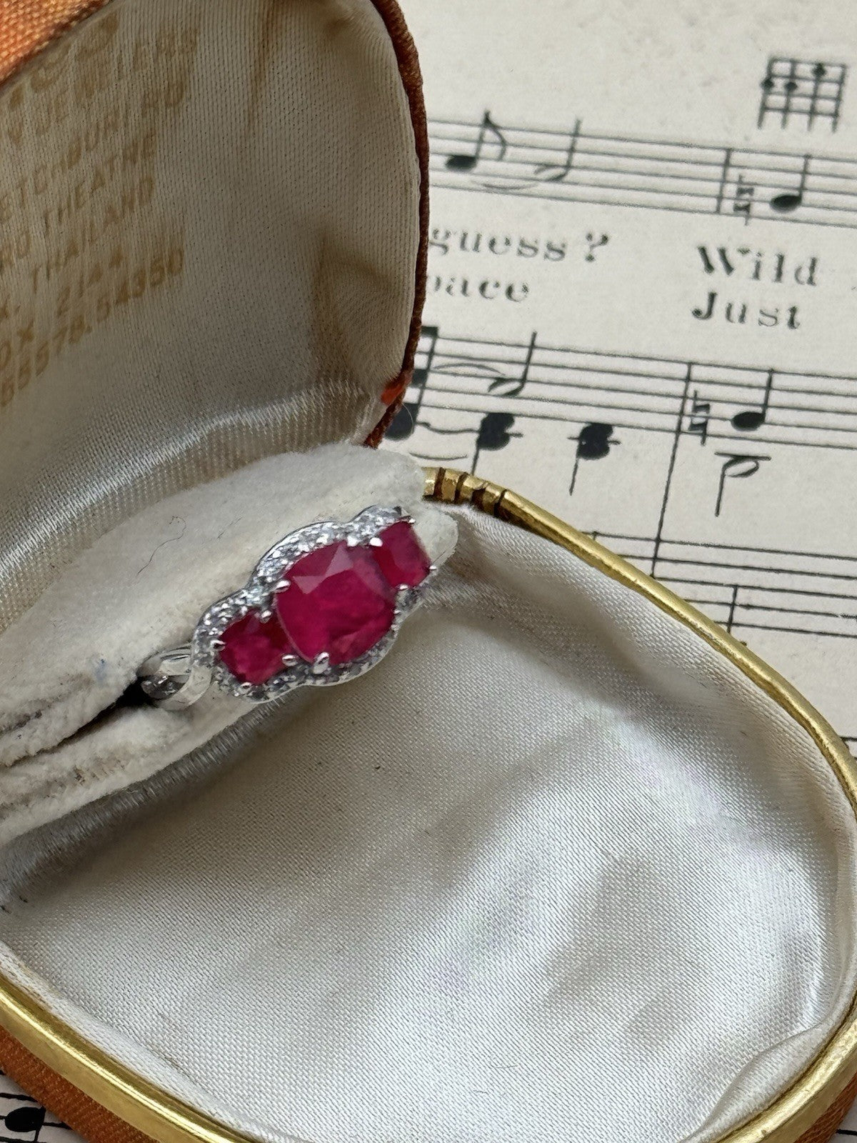 Vintage Silvertone Pink Stone Ring Size 5