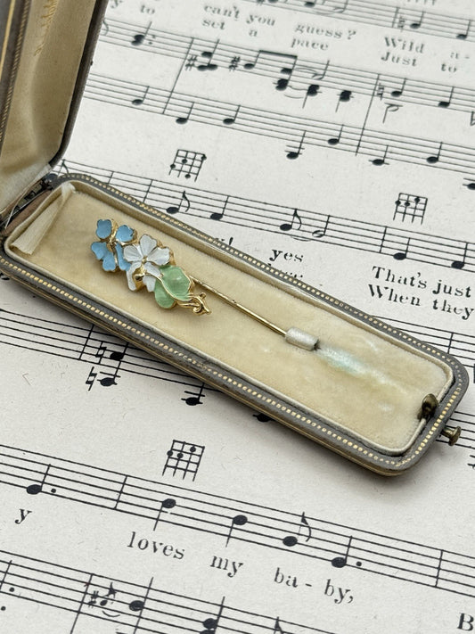 Vintage Goldtone Lapel Pin Enamel Floral Design