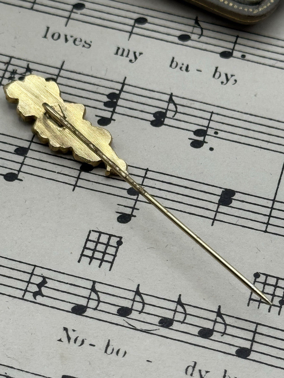 Vintage Goldtone Lapel Pin Enamel Floral Design