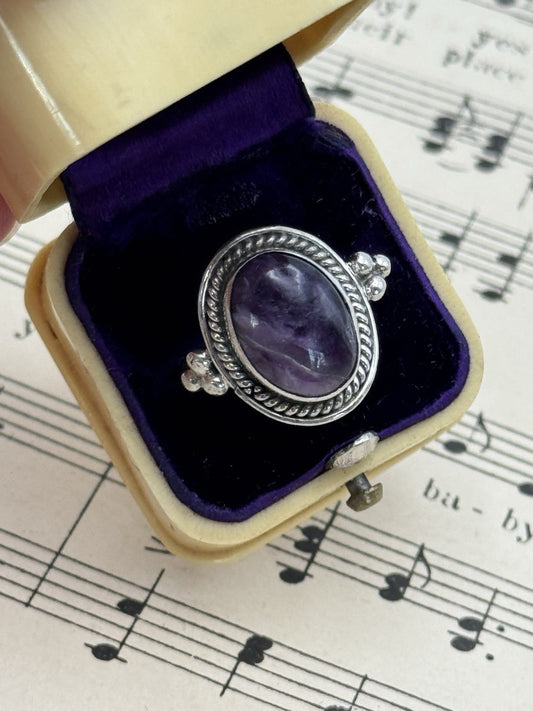 Vintage Amethyst Artisan 925 Sterling Ring Size 6.5